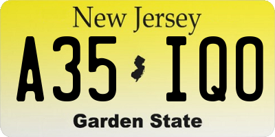 NJ license plate A35IQO