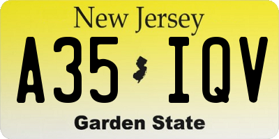 NJ license plate A35IQV
