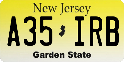 NJ license plate A35IRB