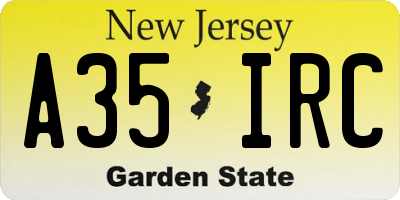 NJ license plate A35IRC