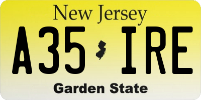 NJ license plate A35IRE