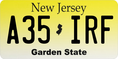 NJ license plate A35IRF