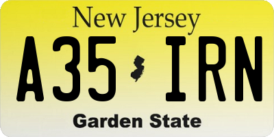 NJ license plate A35IRN