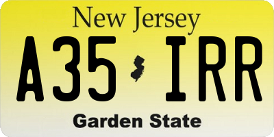 NJ license plate A35IRR