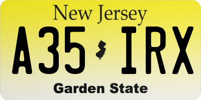 NJ license plate A35IRX