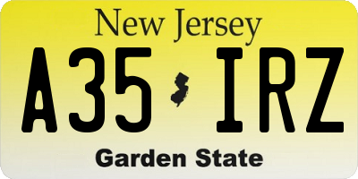 NJ license plate A35IRZ