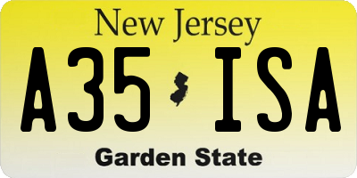 NJ license plate A35ISA