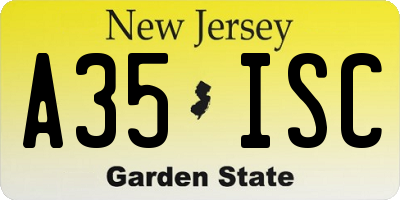 NJ license plate A35ISC