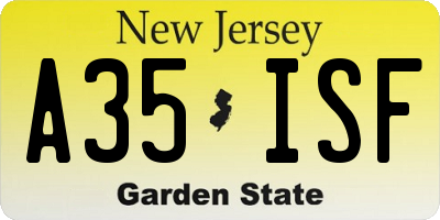 NJ license plate A35ISF