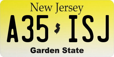 NJ license plate A35ISJ