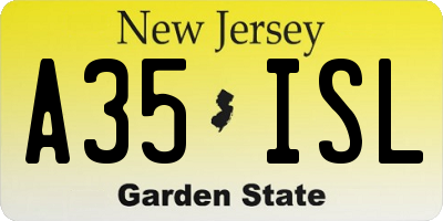 NJ license plate A35ISL