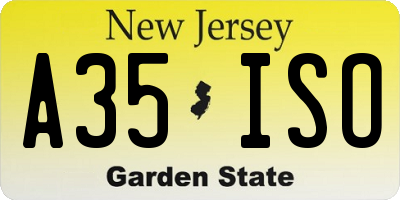 NJ license plate A35ISO
