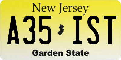 NJ license plate A35IST