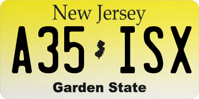 NJ license plate A35ISX
