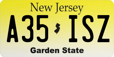 NJ license plate A35ISZ