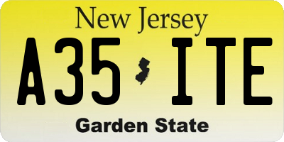 NJ license plate A35ITE