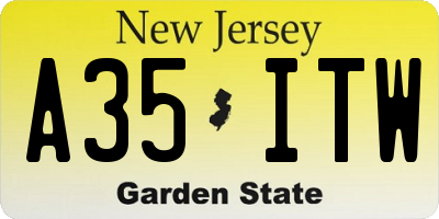 NJ license plate A35ITW