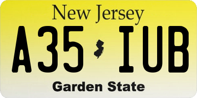 NJ license plate A35IUB