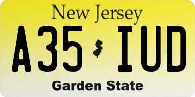 NJ license plate A35IUD
