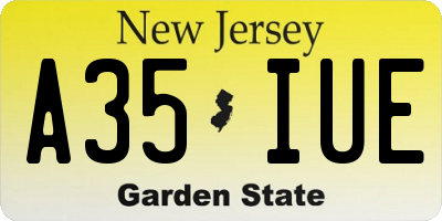 NJ license plate A35IUE