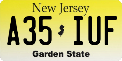 NJ license plate A35IUF