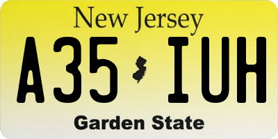 NJ license plate A35IUH