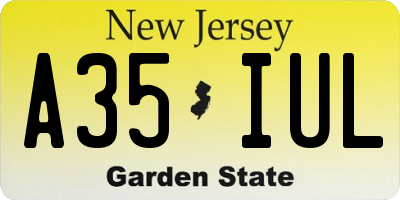 NJ license plate A35IUL