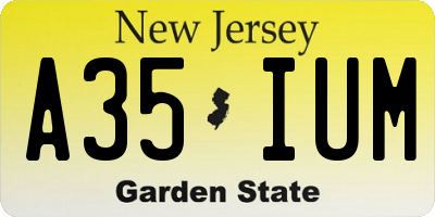 NJ license plate A35IUM