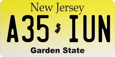 NJ license plate A35IUN