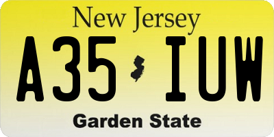 NJ license plate A35IUW