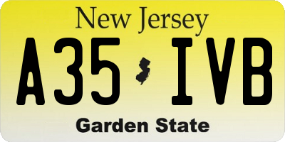 NJ license plate A35IVB