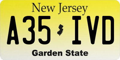 NJ license plate A35IVD