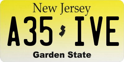 NJ license plate A35IVE