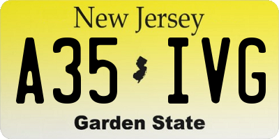 NJ license plate A35IVG