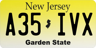 NJ license plate A35IVX