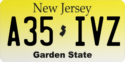 NJ license plate A35IVZ