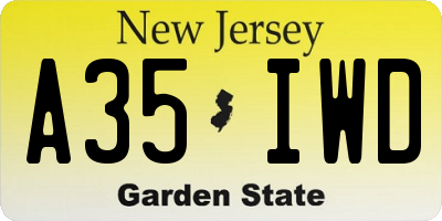 NJ license plate A35IWD