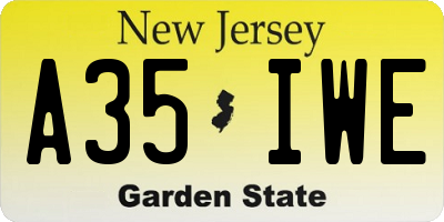 NJ license plate A35IWE