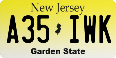 NJ license plate A35IWK