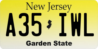 NJ license plate A35IWL