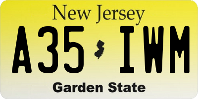NJ license plate A35IWM