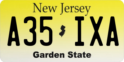 NJ license plate A35IXA