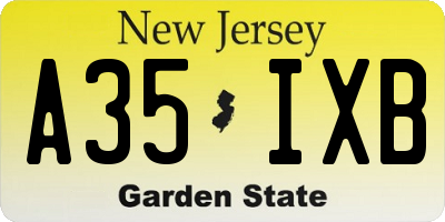 NJ license plate A35IXB