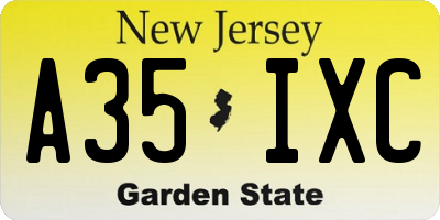 NJ license plate A35IXC