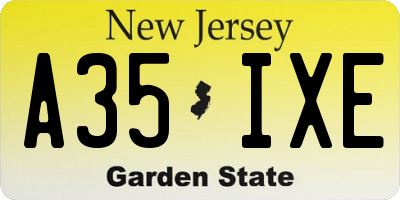 NJ license plate A35IXE