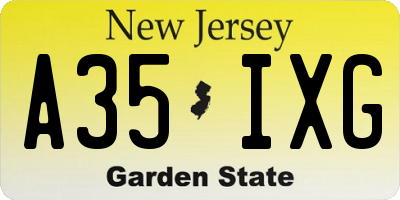 NJ license plate A35IXG