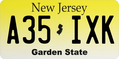 NJ license plate A35IXK