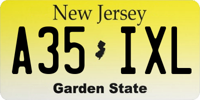 NJ license plate A35IXL