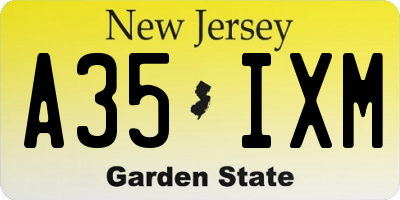 NJ license plate A35IXM