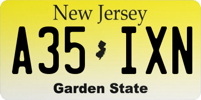 NJ license plate A35IXN